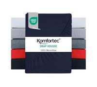Komfortec Drap-Housse 160 x 200 cm en Microfibre brossée, Bleu