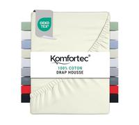 Komfortec Drap-Housse en Jersey 100% Coton Écru 200 x 200 cm