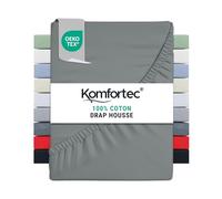 Drap-housse - Komfortec - 200x200 cm - 100% Coton - Gris - Lavable à 60°C