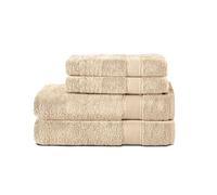 Komfortec Ensemble de Serviettes 4 Pièces, 2 Serviettes de Bain 70x140 cm et 2 Serviettes de Toilette 50x100 cm,Linge de Bain Coton Doux et Absorbant, Beige