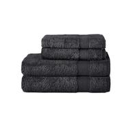 Komfortec Ensemble de Serviettes 4 Pièces, 2 Serviettes de Bain 70x140 cm et 2 Serviettes de Toilette 50x100 cm,Linge de Bain Coton Doux et Absorbant, Noir
