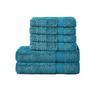 Komfortec Ensemble de Serviettes 6 Pièces, 2 Serviettes de Bain 70x140 cm et 4 Serviettes de Toilette 50x100 cm, Linge de Bain Coton Doux et Absorbant, Turquoise