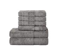 Komfortec Ensemble de Serviettes 6 Pièces, 2 Serviettes de Bain 70x140 cm et 4 Serviettes de Toilette 50x100 cm, Linge de Bain Coton Doux et Absorbant, Anthracite