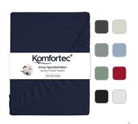 Komfortec Jersey Drap Housse 160x200 cm, 100% Coton, Bleu