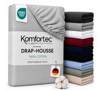 Komfortec Jersey Drap Housse 160x200 cm, 100% Coton - Gris