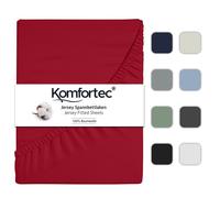 Komfortec Jersey Drap Housse 160x200 cm, 100% Coton, Rouge