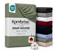 Komfortec Jersey Drap Housse 160x200 cm, 100% Coton - Vert
