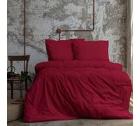 Komfortec Literie Premium Housse de Couette 3 pièces Super Douce 155x200 cm + 2 taies d'oreiller 80x80 cm, 100% Microfibre brossée, Rouge