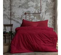Komfortec Literie Premium Housse de Couette 3 pièces Super Douce 155x220 cm + 2 taies d'oreiller 40x80 cm, 100% Microfibre brossée, Rouge