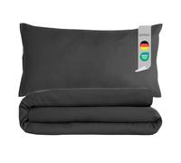 Komfortec Literie Premium Housse de Couette 3 pièces Super Douce 155x220 cm + 2 taies d'oreiller 40x80 cm, 100% Microfibre brossée, Anthracite