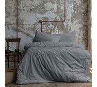 Komfortec Literie Premium Housse de Couette 3 pièces Super Douce 155x220 cm + 2 taies d'oreiller 40x80 cm, 100% Microfibre brossée, Gris
