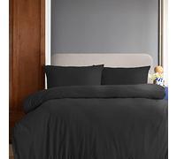 Komfortec Literie Premium Housse de Couette 3 pièces Super Douce 200x200 cm + 2 taies d'oreiller 40x80 cm, 100% Microfibre brossée, Noir