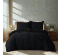 Komfortec Literie Premium Housse de Couette 3 pièces Super Douce 200x200 cm + 2 taies d'oreiller 80x80 cm, 100% Microfibre brossée, Noir