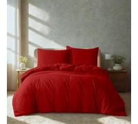 Komfortec Literie Premium Housse de Couette 3 pièces Super Douce 200x200 cm + 2 taies d'oreiller 80x80 cm, 100% Microfibre brossée, Rouge