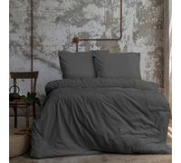 Komfortec Literie Premium Housse de Couette 3 pièces Super Douce 200x220 cm + 2 taies d'oreiller 80x80 cm, 100% Microfibre brossée, Anthracite