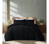 Komfortec Literie Premium Housse de Couette 3 pièces Super Douce 240x220 cm + 2 taies d'oreiller 40x80 cm, 100% Microfibre brossée, Noir