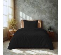 Komfortec Literie Premium Super Douce 2 pièces Housse de Couette 155x220 cm + taies d'oreiller 80x80 cm, 100% Microfibre brossée, Noir