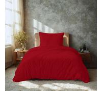 Komfortec Literie Premium Super Douce 2 pièces Housse de Couette 155x220 cm + taies d'oreiller 80x80 cm, 100% Microfibre brossée, Rouge