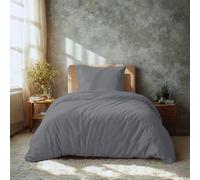 Komfortec Literie Super Soft Premium Housse de Couette 2 Parties 135x200 cm + taie 80x80 cm, 100% Microfibre brossée, Gris