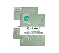 Komfortec Lot de 2 draps-Housses en Jersey 100% Coton - 180 x 200 cm - Doux, Respirants et Doux pour la Peau - avec Bord élastique - Certifié Oeko-Tex - pour sommier tapissier, surmatelas et Matelas
