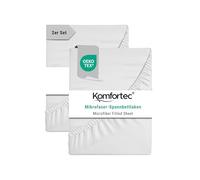 Komfortec Lot de 2 draps-housses en microfibre 90 x 200 cm - Doux avec bord élastique - Drap-housse pour matelas jusqu'à 30 cm - Blanc - Certifié Oeko-Tex - Facile d'entretien et doux pour la peau