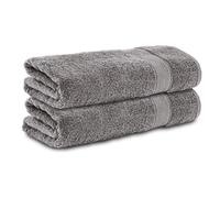 Komfortec Lot de 2 Serviettes pour Le Mains 100% Coton 470 g/m², éponge Douce, Grande Taille, Gris Anthracite