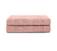 Komfortec Lot de 2 Serviettes de Sauna - 70 x 200 cm - 100% Coton - Serviette de Sauna XXL - Doux, Grande - Éponge - Séchage Rapide - Rose