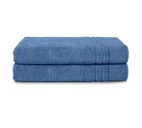 Komfortec Lot de 2 Serviettes de Sauna 80 x 200 cm 100% Coton XXL - Grandes Serviettes de Sauna Douces à séchage Rapide - Bleu Clair