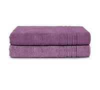 Komfortec Lot de 2 Serviettes de Sauna 80 x 200 cm 100% Coton XXL - Grandes Serviettes de Sauna Douces, à séchage Rapide, Violette