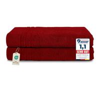 Komfortec Lot de 2 Serviettes de Sauna 80 x 200 cm 100% Coton XXL - Grandes Serviettes de Sauna Douces, à séchage Rapide, Aurore Rouge