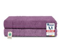 Komfortec Lot de 2 Serviettes de Sauna 80 x 200 cm 100% Coton XXL - Grandes Serviettes de Sauna Douces, à séchage Rapide, Violette