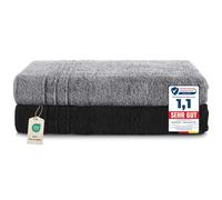 Komfortec Lot de 2 Serviettes de Sauna 80 x 200 cm 100% Coton XXL - Grandes Serviettes de Sauna Douces à séchage Rapide - Gris Anthracite/Noir