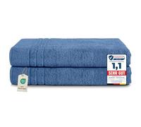 Komfortec Lot de 2 Serviettes de Sauna 80 x 200 cm 100% Coton XXL - Grandes Serviettes de Sauna Douces à séchage Rapide - Bleu Clair