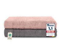Komfortec 2 Serviettes de Sauna 70x200 & 80x200 (Gris Anthracite/Rose, 80x200 cm)