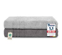Komfortec Serviettes de Bain Jumbo 100% Coton, séchage Rapide, 80 x 200 cm, Anthracite Gris/Argent