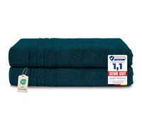 Komfortec Lot de 2 Serviettes de Sauna 80 x 200 cm 100% Coton XXL - Grandes Serviettes de Sauna Douces, à séchage Rapide, Petrole