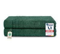 Komfortec Lot de 2 Serviettes de Sauna 80 x 200 cm 100% Coton XXL - Grandes Serviettes de Sauna Douces, à séchage Rapide, Vert Foncé