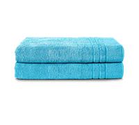 Komfortec Lot de 2 Serviettes de Sauna & Serviette Table de Massage, 100% Coton,470 g/m², Doux Et Absorbant, Séchage Rapide, Taille 70x200 cm, Turquoise