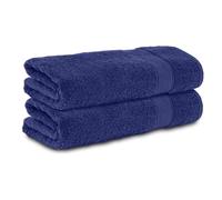 Komfortec Lot de 2 Serviettes 50x100 cm, 100% Coton, Douces et Absorbantes, Serviettes de Toilette, Marine Blue