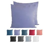 Komfortec Lot de 2 taies d'oreiller 100% Coton - 50 x 50 cm - Super Doux - 150 g/m² - Violet