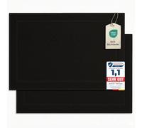 Komfortec Lot de 2 Tapis de Bain en Tissu éponge Lavable 800 g/m² et 100% Coton, Absorbant et séchage Rapide, 50 x 80 cm, Noir