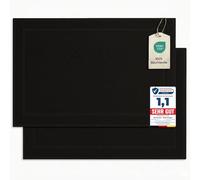 Komfortec Lot de 2 Tapis de Bain en Tissu Éponge, 100% Coton, 800 g/m² | Absorbant, Doux, Lavable en Machine, 50x80 cm, Noir