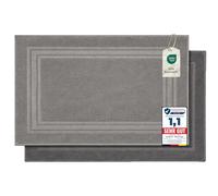 Komfortec Lot de 2 Tapis de Bain en Tissu éponge, Lavable, 600 g/m² et 100% Coton, Absorbant et à séchage Rapide, 50 x 70 cm, Gris Anthracite/argenté