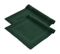 Komfortec Lot de 2 Tapis de Bain, en Tissu éponge, lavables, 600 g/m² et 100% Coton Absorbant et à séchage Rapide, Vert Fonce, 50 x 70 cm