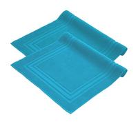 Komfortec Lot de 2 Tapis de Bain, en Tissu éponge, lavables, 600 g/m² et 100% Coton Absorbant et à séchage Rapide, Turquoise, 50 x 70 cm
