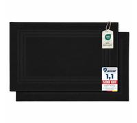 Komfortec Lot de 2 Tapis de Bain, en Tissu éponge, lavables, 600 g/m² et 100% Coton Absorbant et à séchage Rapide, Noir, 50 x 70 cm