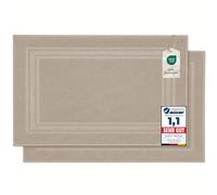 Komfortec Lot de 2 Tapis de Bain, en Tissu éponge, lavables, 600 g/m² et 100% Coton Absorbant et à séchage Rapide, Beige, 50 x 70 cm