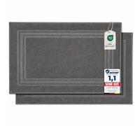 Komfortec Lot de 2 Tapis de Bain, en Tissu éponge, lavables, 600 g/m² et 100% Coton Absorbant et à séchage Rapide, Gris Anthracite, 50 x 70 cm