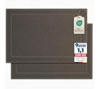 Komfortec Lot de 2 Tapis de Bain, en Tissu éponge, lavables, 800 g/m² et 100% Coton Absorbant et à séchage Rapide, Gris Anthracite, 50 x 80 cm