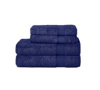 Komfortec Lot de 4 Serviettes en 100% Coton, 2 Serviettes 50 x 100 cm et 2 Serviettes de Bain 70 x 140 cm, éponge Douce, Bleu Marine